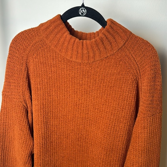 Over Sized Knit Mock Neck Burnt Orange Cozy Fall Sweater XL - Picture 2 of 7
